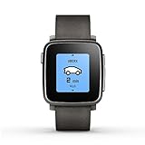 Pebble Time Steel Smart Watch für Android und iOS, schwarz